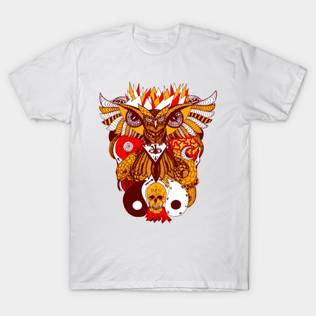 Orad Owl And Ageless Skull T-Shirt by kenallouis